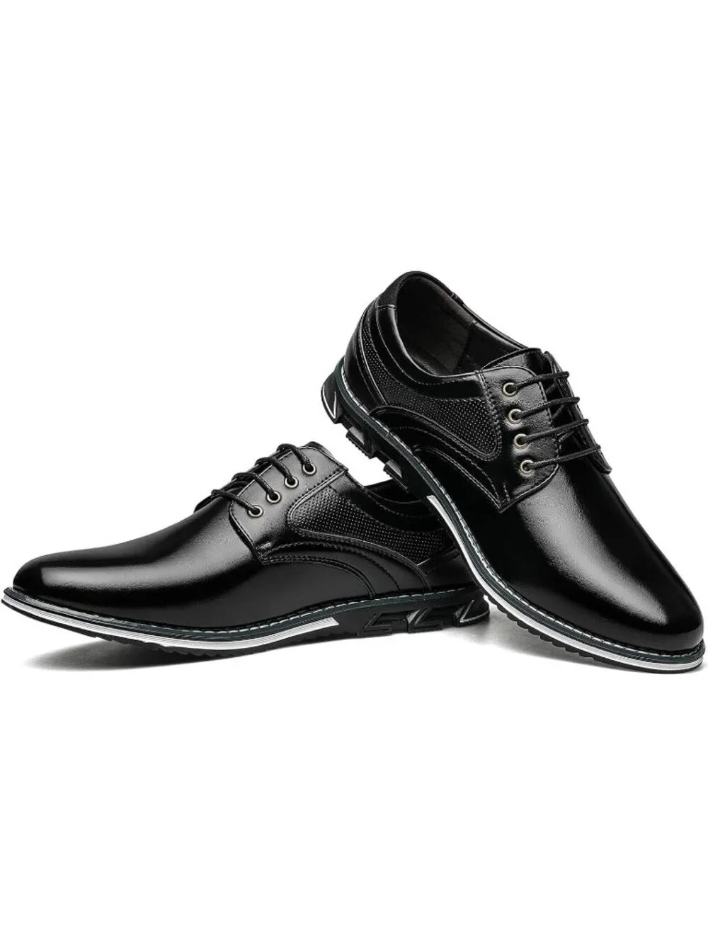 Men's Black Superior Flexural Leather Casual Business Oxford Derby Dress Shoes